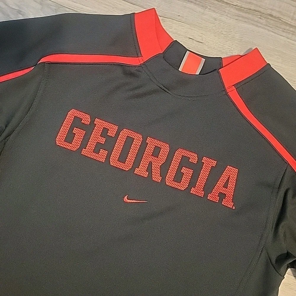 VGT Nike Dri-Fit‎ Georgia Bulldogs UGA Thermal Fleece Adult Small Black Red Logo